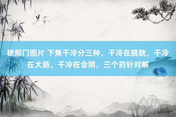 艳照门图片 下焦干冷分三种,干冷在膀胱,干冷在大肠,干冷在会阴,三个药针对解