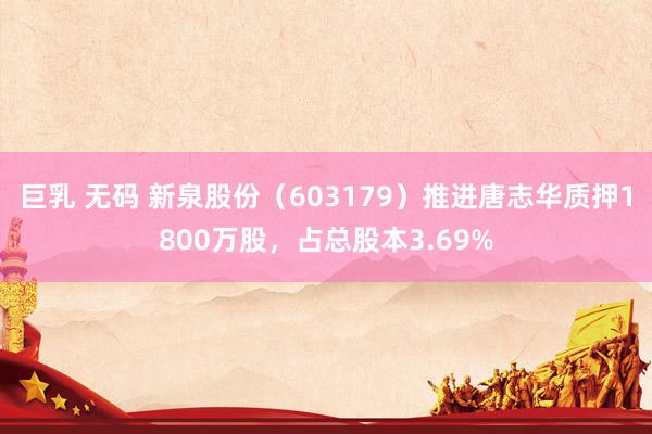 巨乳 无码 新泉股份(603179)推进唐志华质押1800万股,占总股本3.69%
