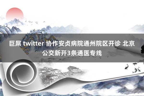 巨屌 twitter 协作安贞病院通州院区开诊 北京公交新开3条通医专线