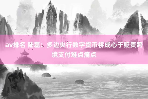 av排名 陆磊:多边央行数字货币桥成心于贬责跨境支付难点痛点