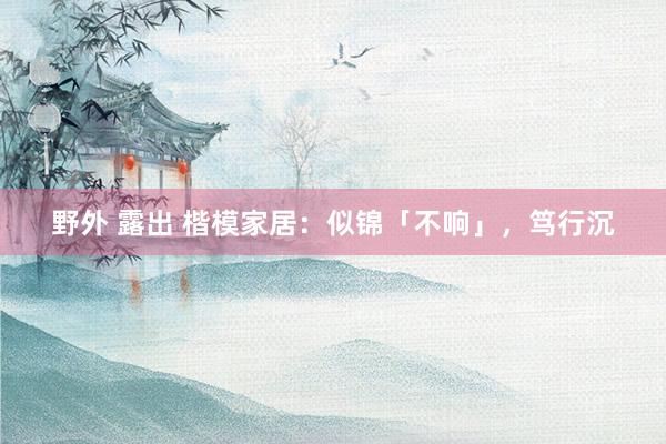 野外 露出 楷模家居:似锦「不响」,笃行沉