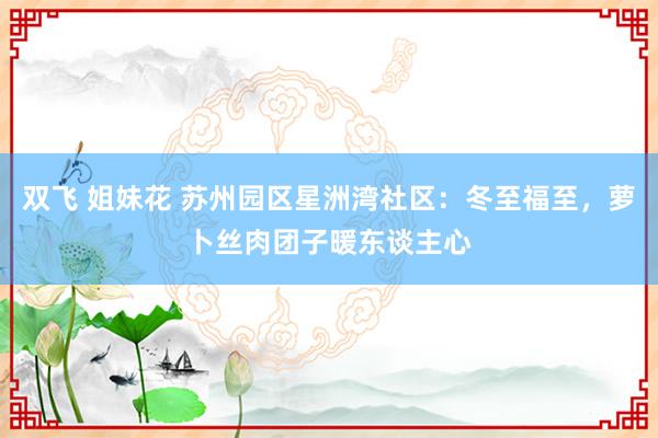双飞 姐妹花 苏州园区星洲湾社区:冬至福至,萝卜丝肉团子暖东谈主心