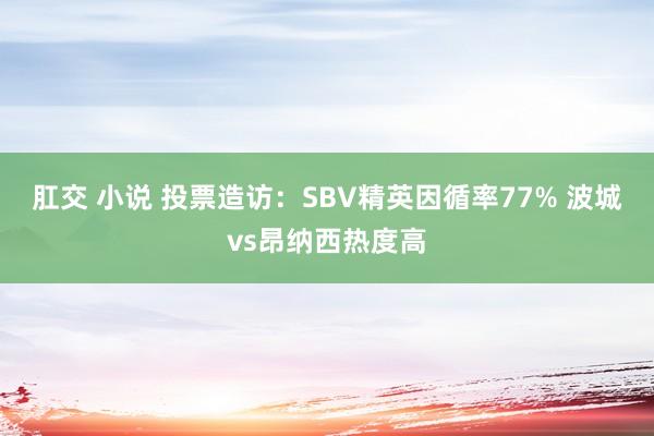 肛交 小说 投票造访：SBV精英因循率77% 波城vs昂纳西热度高