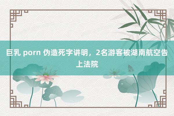 巨乳 porn 伪造死字讲明,2名游客被湖南航空告上法院
