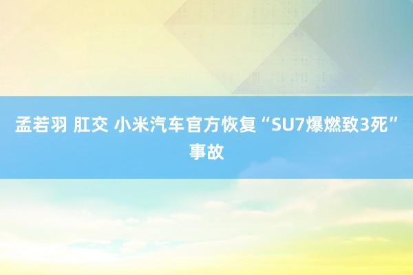 孟若羽 肛交 小米汽车官方恢复“SU7爆燃致3死”事故